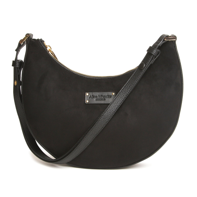 Alice Wheeler Kensington Black Vegan Suede Crossbody and Shoulder Bag