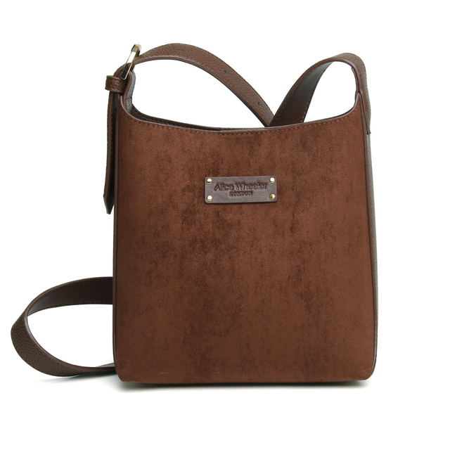 Alice Wheeler Kensington Chocolate Brown Suede Mini Hobo Bag