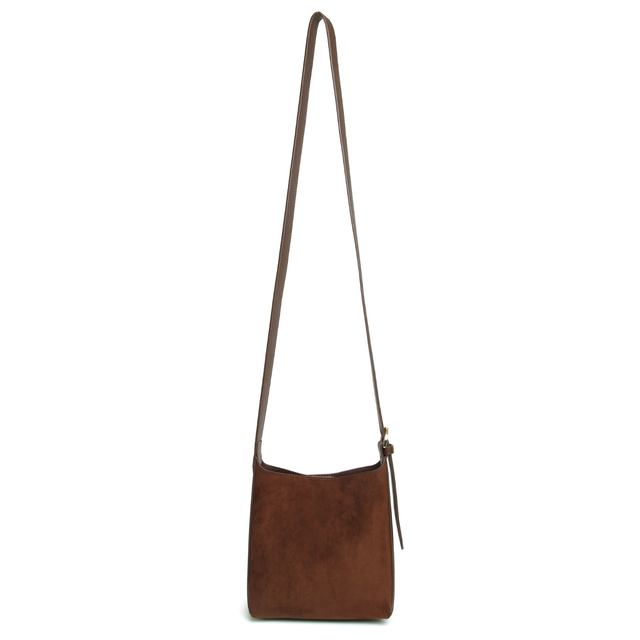 Alice Wheeler Kensington Chocolate Mini Hobo Bag showing soft suede finish