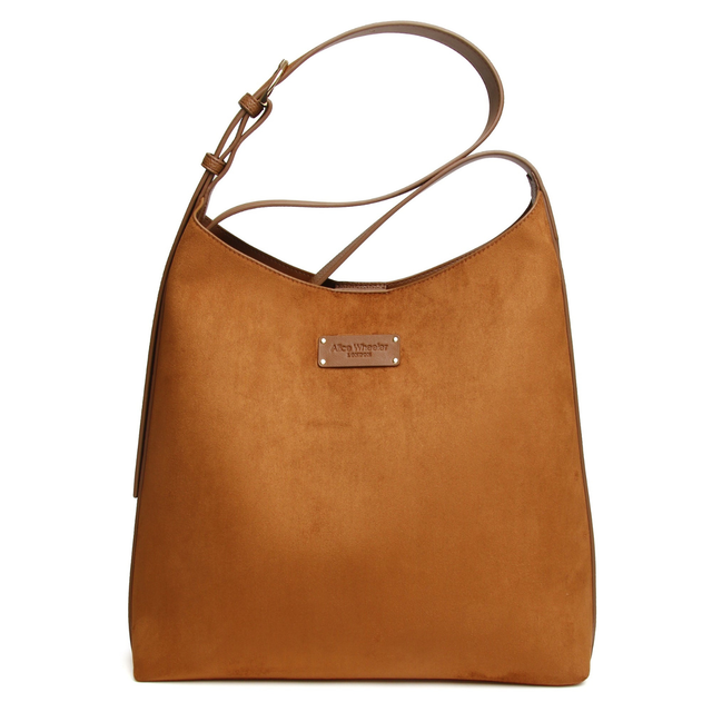 Alice Wheeler Kensington Fudge Tan Suede Hobo Bag