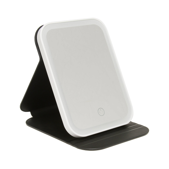 Alice Wheeler Kensington LED makeup mirror in black with folding stand