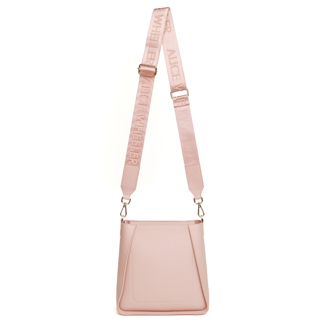 Alice Wheeler Kensington Pink bag with adjustable branded crossbody and shoulder strap