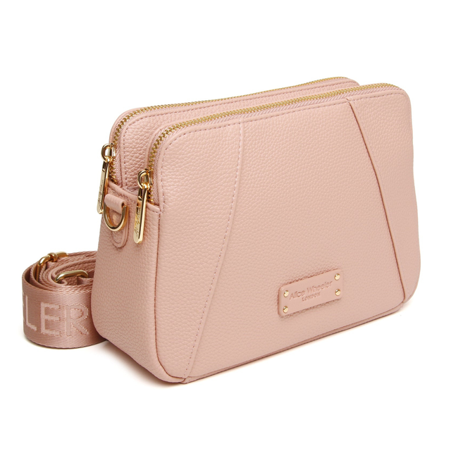 Alice Wheeler Kensington Pink Double Zip Crossbody Bag