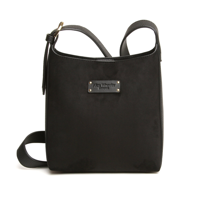 Side view of Alice Wheeler Kensington Small Black Hobo Bag