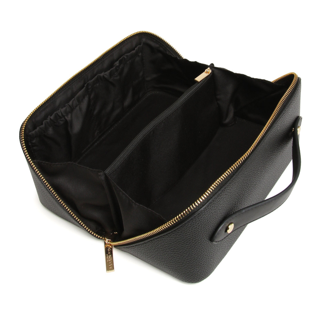 Alice Wheeler Kensington black makeup train case with spacious interior for cosmetics, skincare and toiletries