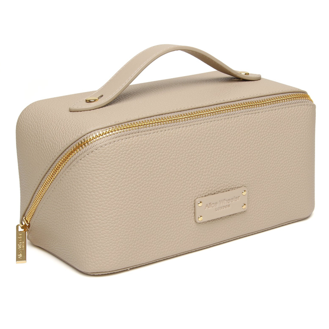 Alice Wheeler Kensington Train Case in stone for organising makeup, cosmetics and travel essentials
