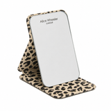 Alice Wheeler Leopard Print folding travel mirror in neutral and black
