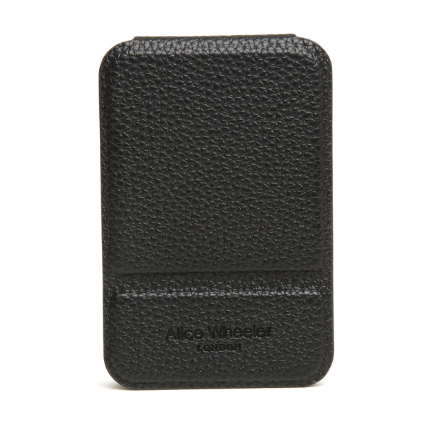 Alice Wheeler Mini Travel Mirror in Black with protective folding cover