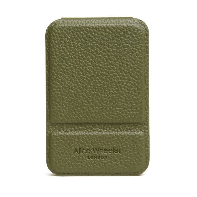 Alice Wheeler Mini Travel Mirror in Olive with protective folding cover