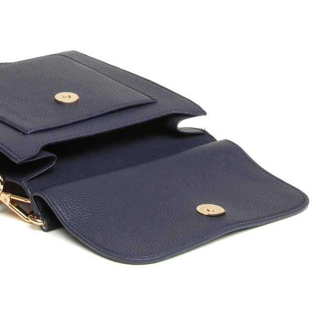 Alice Wheeler Navy Crossbody Bag with signature gold bee emblem