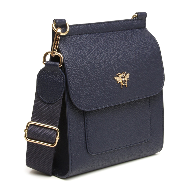 Front view of Alice Wheeler Bloomsbury Navy Crossbody Bag