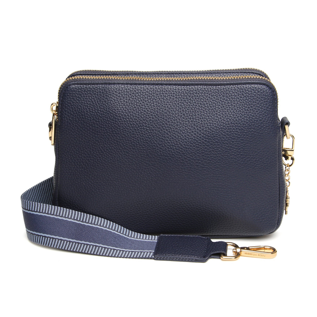 Alice Wheeler Navy Crossbody Bag with adjustable woven strap