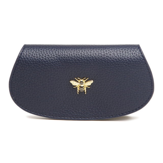 Alice Wheeler Navy Glasses Case with gold bee detail