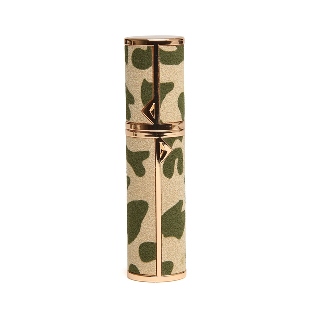 Alice Wheeler Olive Leopard refillable perfume atomiser with gold-tone detailing