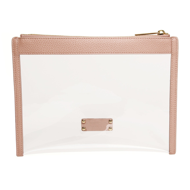 Alice Wheeler Pink Clear Travel Pouch with transparent front and zip fastening