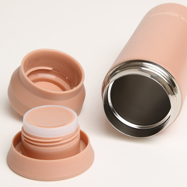 Alice Wheeler Pink Metal Water Bottle with lid removed