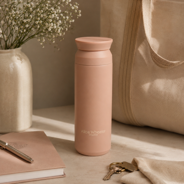 Alice Wheeler Pink Reusable Water Bottle 500ml with lid