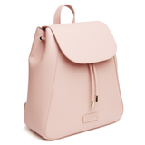 Pink Alice Wheeler women’s backpack with smooth vegan leather and rope fastening