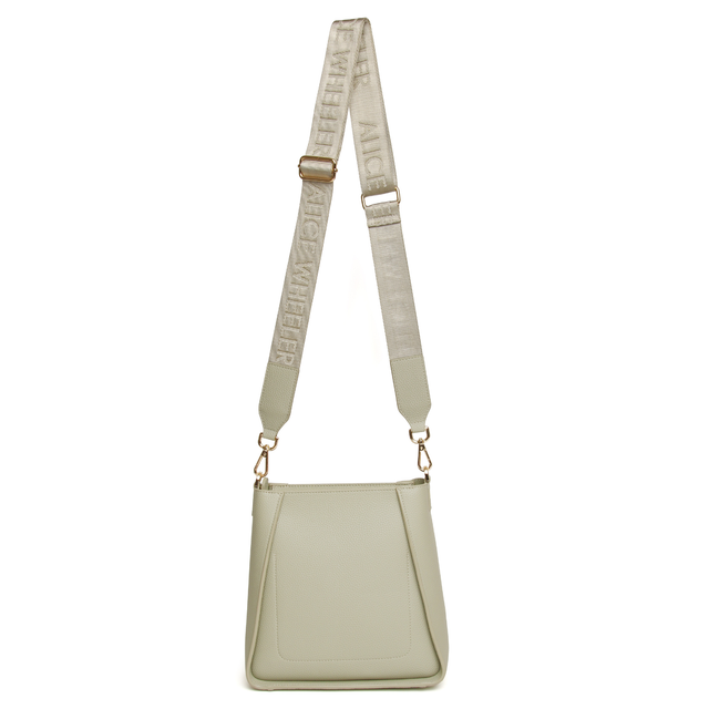 Alice Wheeler Kensington Pistachio crossbody bag with adjustable branded shoulder strap
