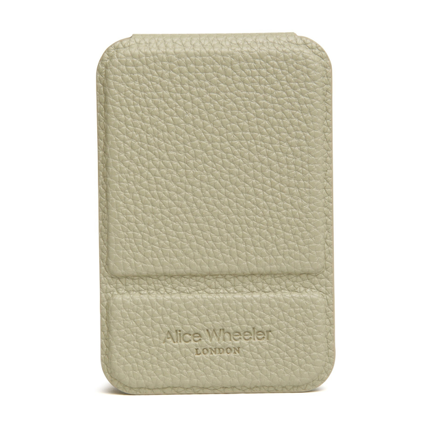 Alice Wheeler Pistachio Green travel mirror with protective folding cover