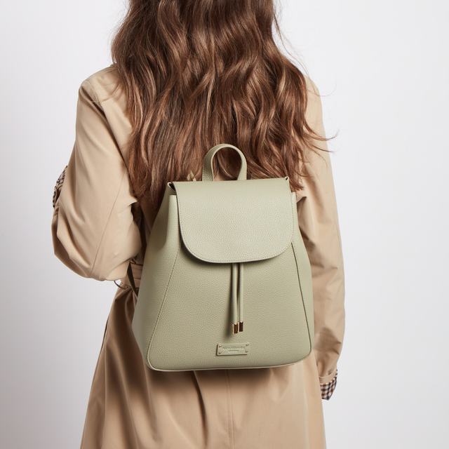 Alice Wheeler Pistachio vegan leather backpack for commuting, shopping, travel and everyday use