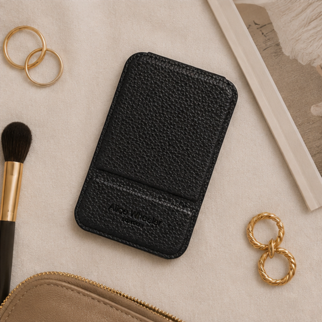Alice Wheeler small travel makeup mirror in Black for everyday beauty touch-ups