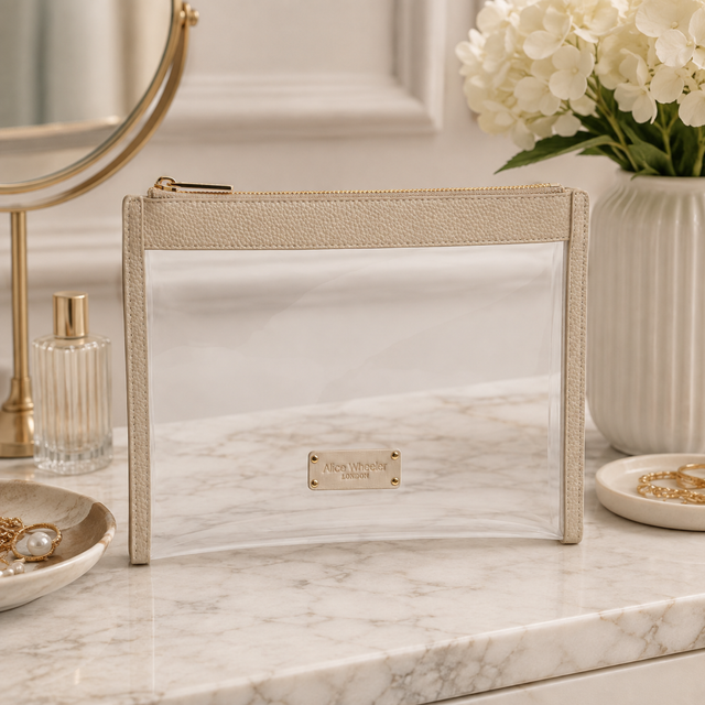 Alice Wheeler clear toiletry bag with Stone trim and gold-tone detailing