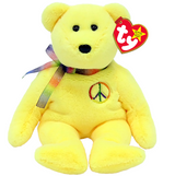 TY Original Beanie Baby Yellow Peace Bear