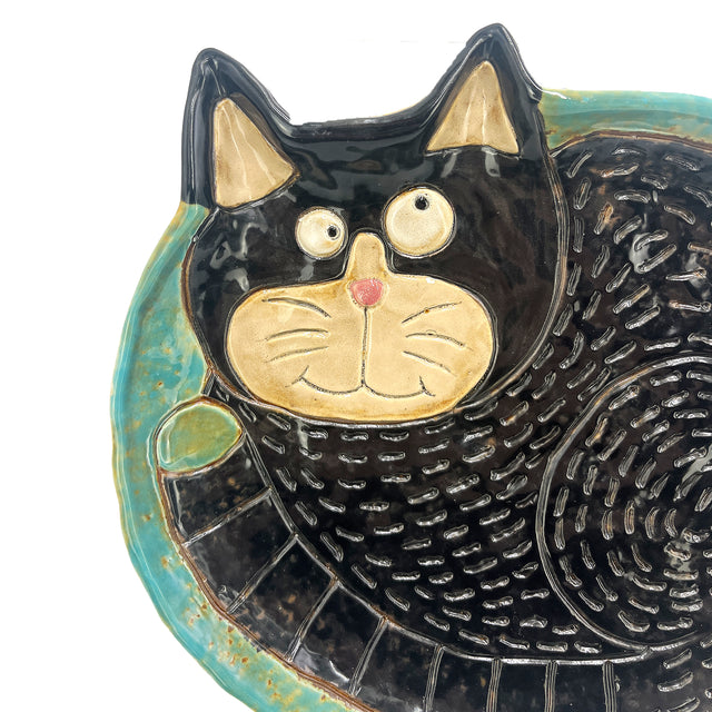 Black cat plate gothic room decor halloween decorative accessory