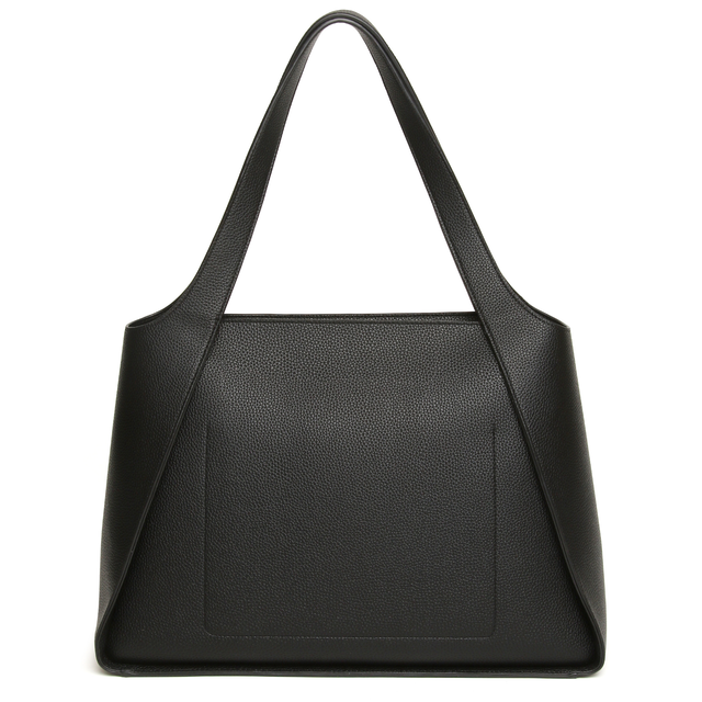 Black vegan leather Alice Wheeler tote bag with secure zip-top fastening