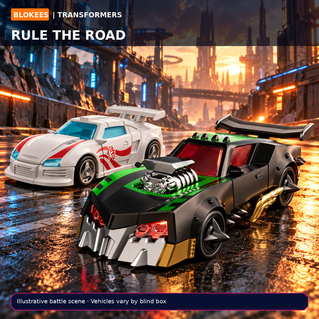 Blokees Wheels Transformers Wreck'N Rule 2 vehicle model kits in battle scene