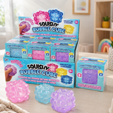 Bubble Cube Squishy Fidget Toy with unique bubble texture in assorted colours