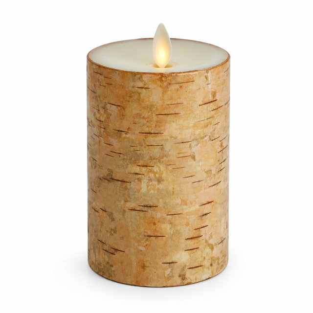 Luminara Indoor 4.0" x 5.9" Candle with Genuine Birch Finish