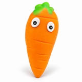 Orange carrot sensory squishy toy on a white background