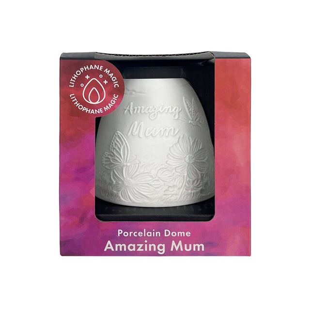 Cello Amazing Mum porcelain tealight holder in illustrated gift box