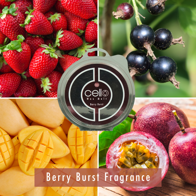 Berry, mango and passionfruit scent inspiration for Cello Berry Burst wax melt