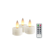 Cello flameless LED tealight candles creating warm ambient lighting in a modern home