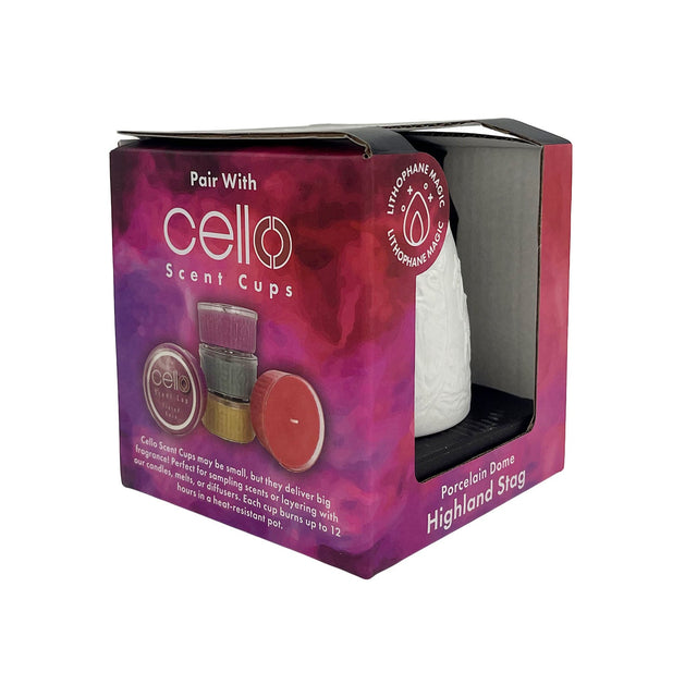 Gift boxed Highland Stag tall tealight dome angled product packaging