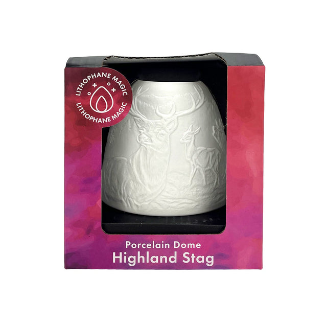 Cello Highland Stag tealight dome packaged in gift box front view