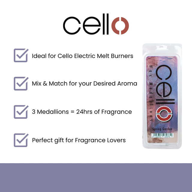 Features of Cello Spring Garden scented wax medallions