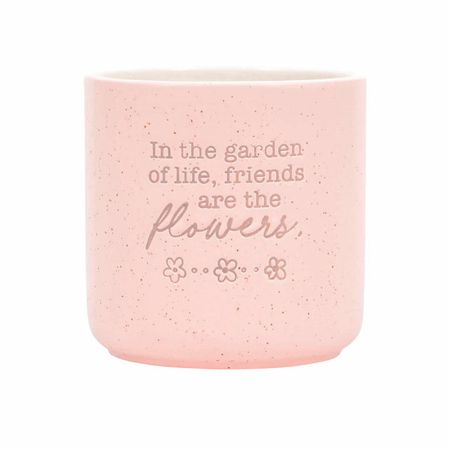 Ceramic plant pot indoor with friendship quote by Splosh