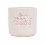 Ceramic plant pot indoor with wherever you are message