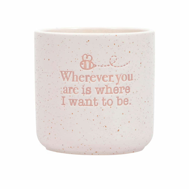 Ceramic plant pot indoor with wherever you are message