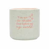 Ceramic plant pot indoor with you light up my world message