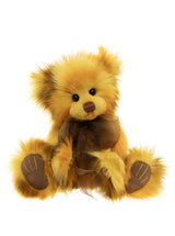 Charlie Bear Cuddlesworth golden plush bear with organza bow