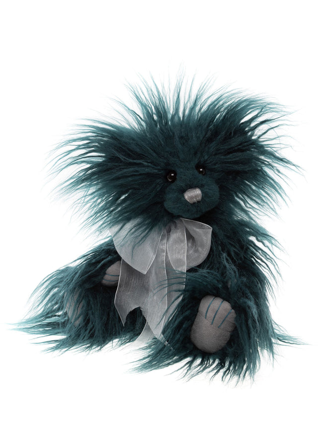 Charlie Bear Fuzzball plush bear with fluffy textured fur and bow
