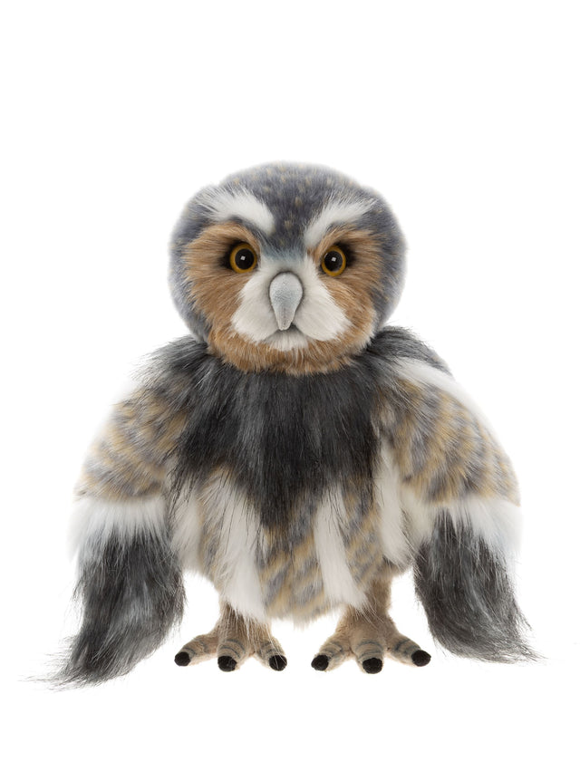 Wing Commander Swift Charlie Bear plush owl with detailed feathers and golden eyes