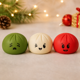 The three different colour options for the Christmas dumplings