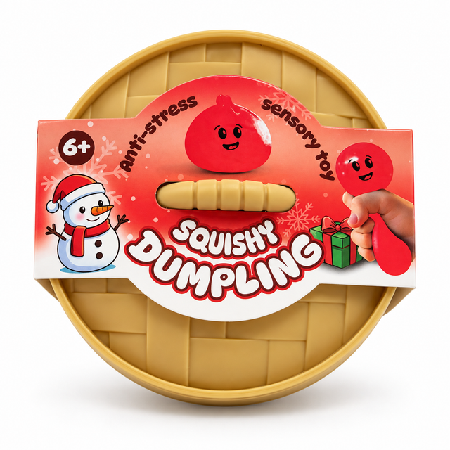 Christmas Squishy Dumpling anti-stress sensory toy in original front packaging