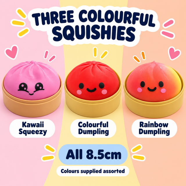 Kawaii, Colourful and Rainbow 8.5cm dumpling squishy toys